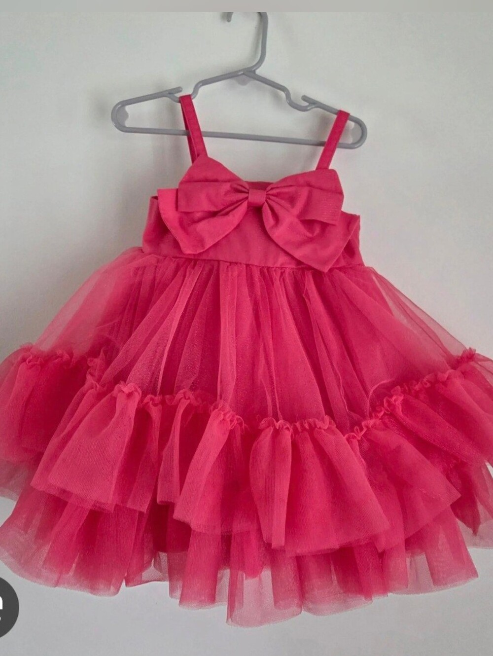 Girls Hot Pink Tulle Party Dress with Bow